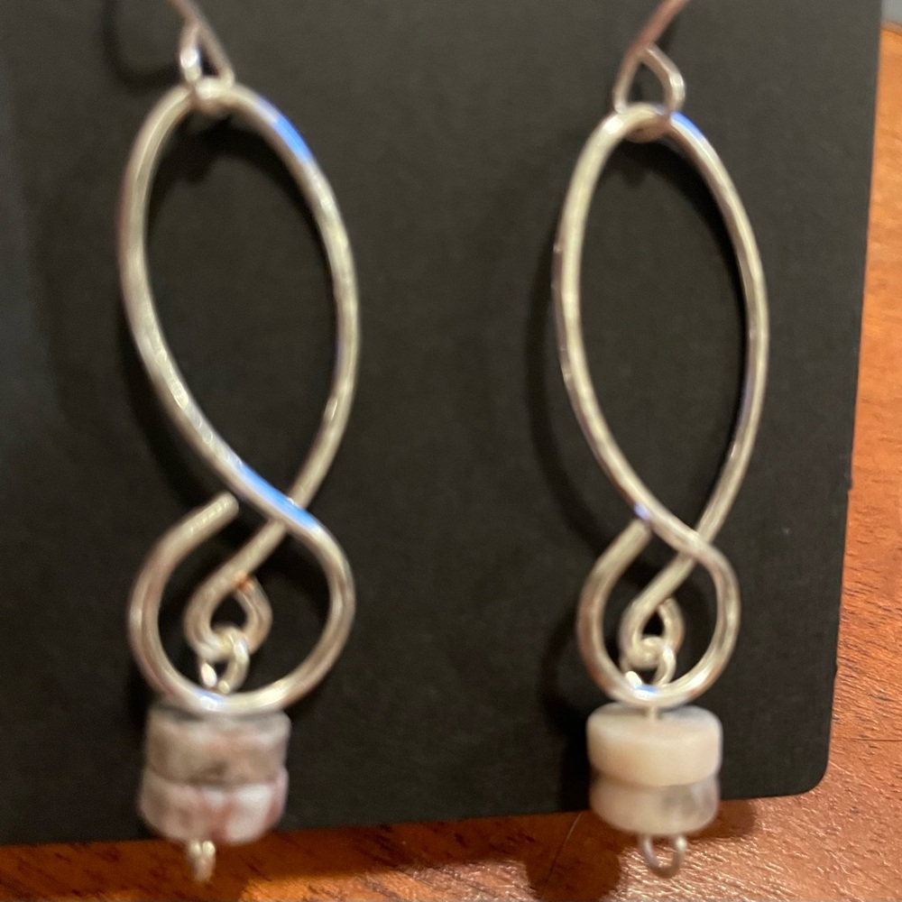 Elegant Silver Infinity Earrings with Beaded Accents